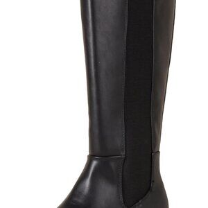Women's Tall Gusset Boot Faux Leather 14in Shaft 1.5in Heel Black Size 13